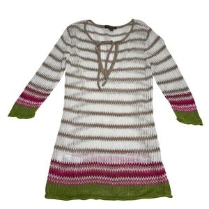 Tommy Bahama Knit Cover-Up Linen Cotton Tie Neck Resortwear Beachwear Size M